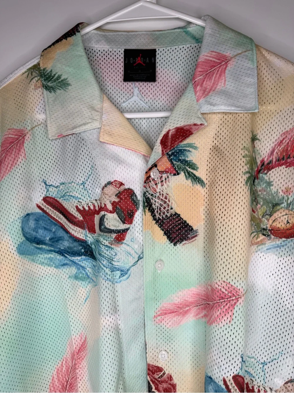 Jordan Men’s Pastel Flamingo Print Button-Up Shirt